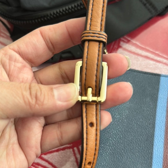 Tory Burch Blue and Brown Crossbody Bag with Striking Stripes - Picture 4 of 8